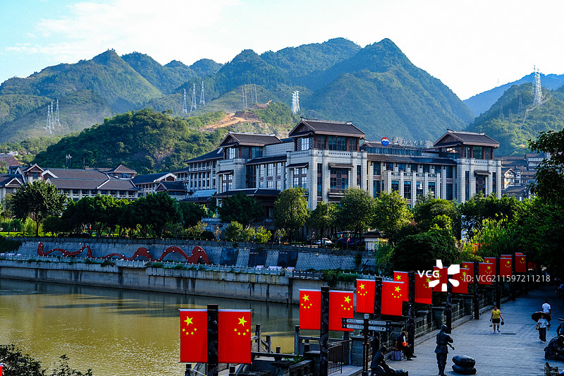 中国贵州遵义仁怀市茅台镇茅台红军四度赤水纪念园，茅台红军渡口纪念碑，红军四度赤水纪念塔，茅台红军桥，图片素材