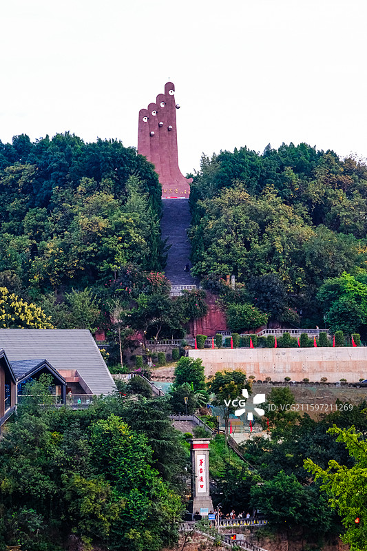 中国贵州遵义仁怀市茅台镇茅台红军四度赤水纪念园，茅台红军渡口纪念碑，红军四度赤水纪念塔，茅台红军桥图片素材