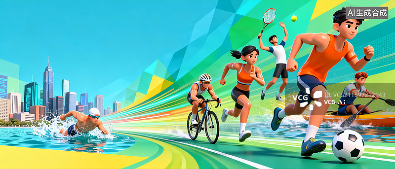 【AI数字艺术】都市多元竞技体育盛宴活动宣传背景图片素材
