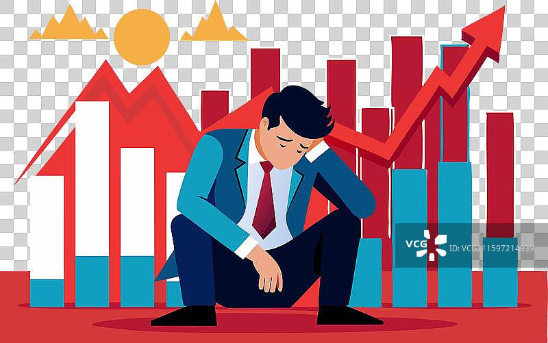 股票市场下跌，商人沮丧不已图片素材