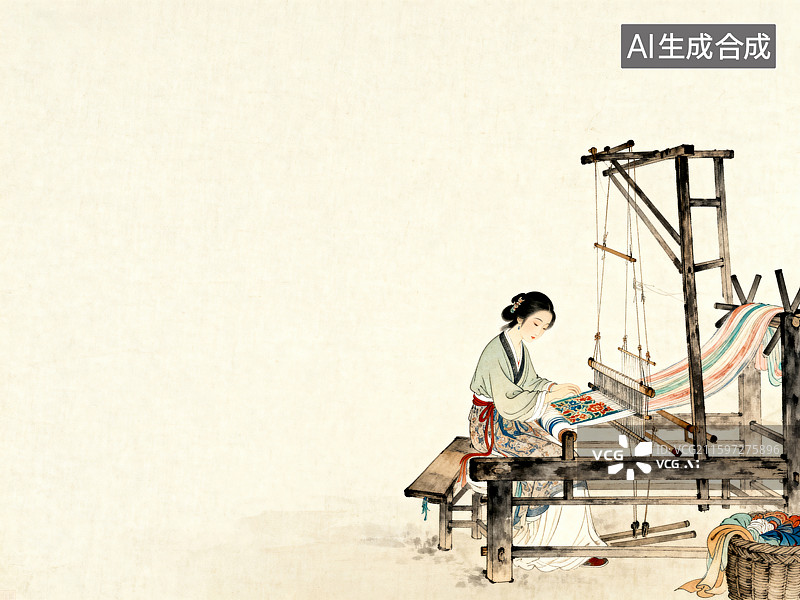 【AI数字艺术】古代女子织布场景图片素材
