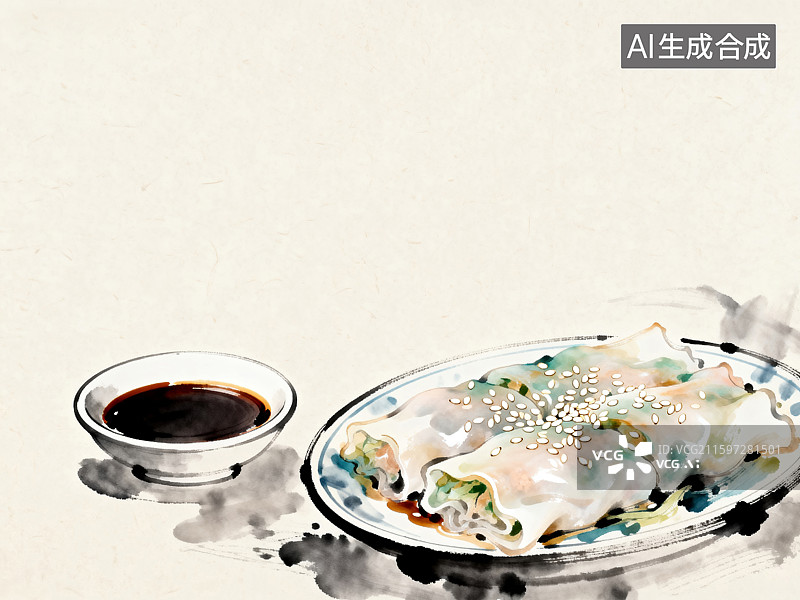 【AI数字艺术】美味的中式肠粉图片素材