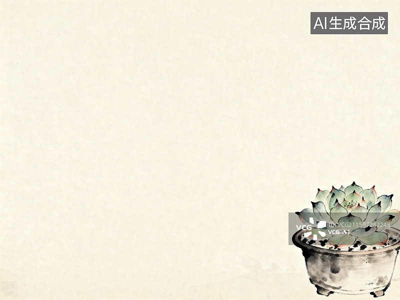 【AI数字艺术】浅色背景上的多肉植物图片素材