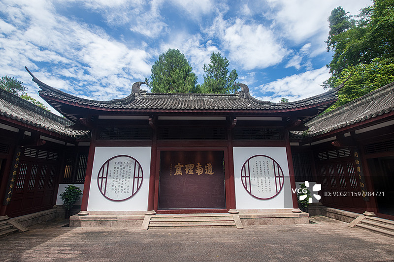 俯拍福建南平九曲溪竹筏漂流周边风景图片素材