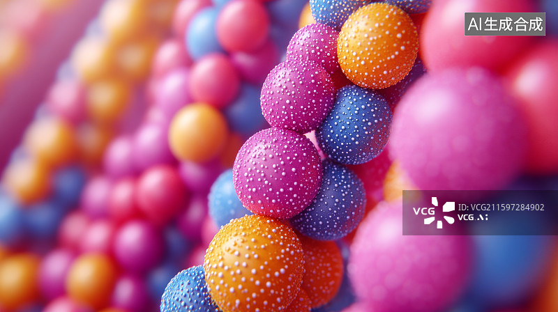 【AI数字艺术】色彩斑斓的球体堆叠图片素材