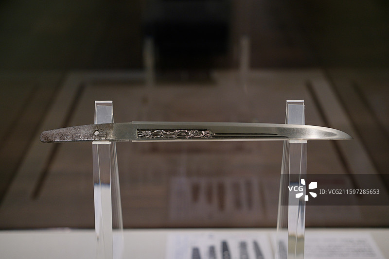 刻有铭文肥前国忠吉的短刀，日本高知县立高知城历史博物馆图片素材