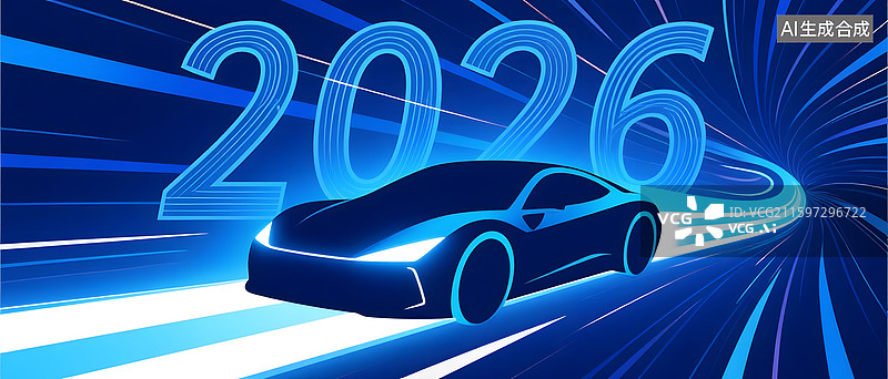【AI数字艺术】2026未来科技汽车疾驰隧道图片素材