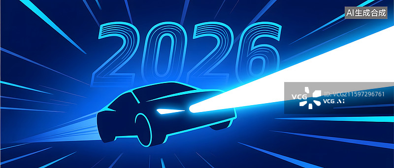 【AI数字艺术】2026未来科技汽车疾驰而来图片素材