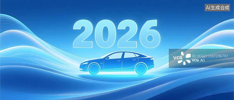 【AI数字艺术】2026年蓝色科技汽车概念图图片素材