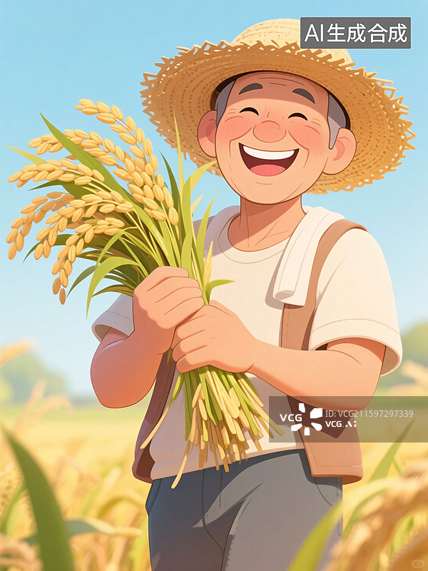 【AI数字艺术】丰收喜悦的农民伯伯图片素材