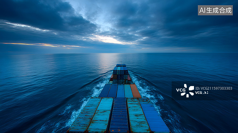 【AI数字艺术】货轮在海上航行图片素材