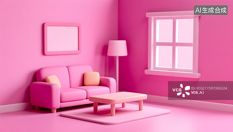 【AI数字艺术】现代简约室内客厅沙发三维渲染图片素材
