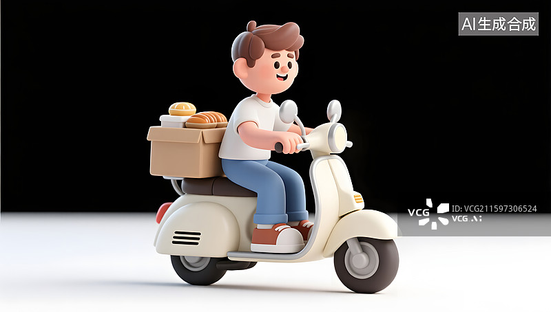 【AI数字艺术】物流送货的外卖快递员3D插图图片素材