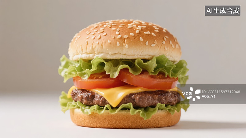 【AI数字艺术】经典芝士汉堡特写图片素材