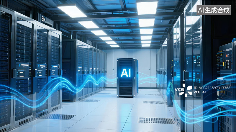 【AI数字艺术】人工智能数据中心机房图片素材