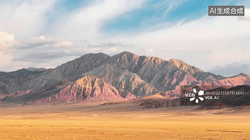 【AI数字艺术】荒漠山脉日景图片素材