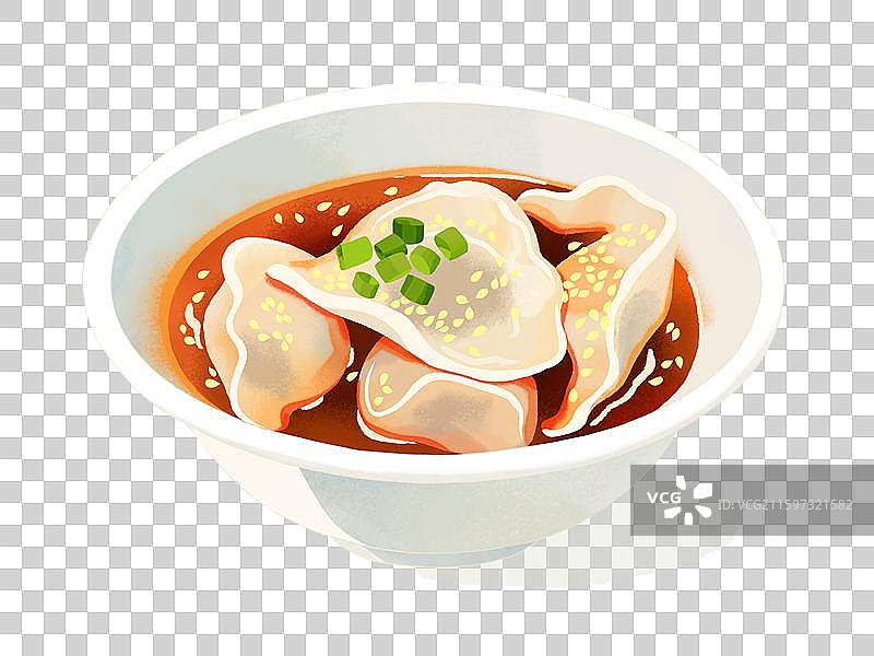 四川美食钟水饺水彩插画免抠元素图片素材