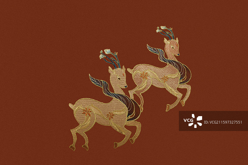 传统文化，吉祥图案，双鹿图片素材