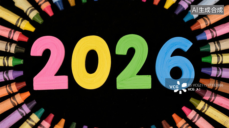 【AI数字艺术】2026年彩色蜡笔创意展示图片素材