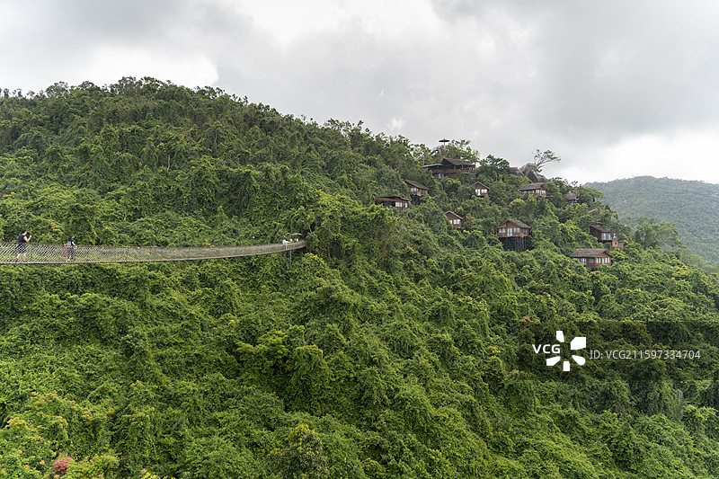 亚龙湾热带天堂森林公园山上的鸟巢度假村酒店图片素材