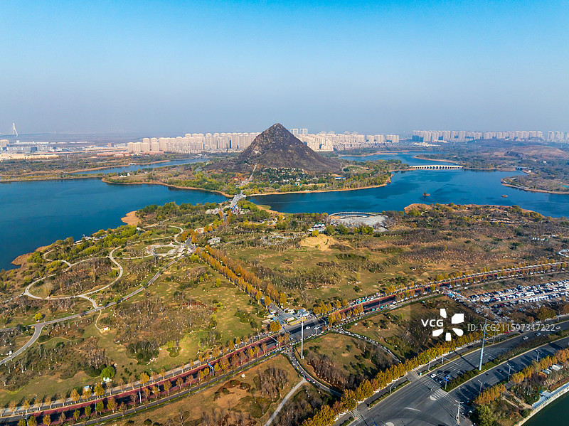 山东济南华山风景区航拍图片素材