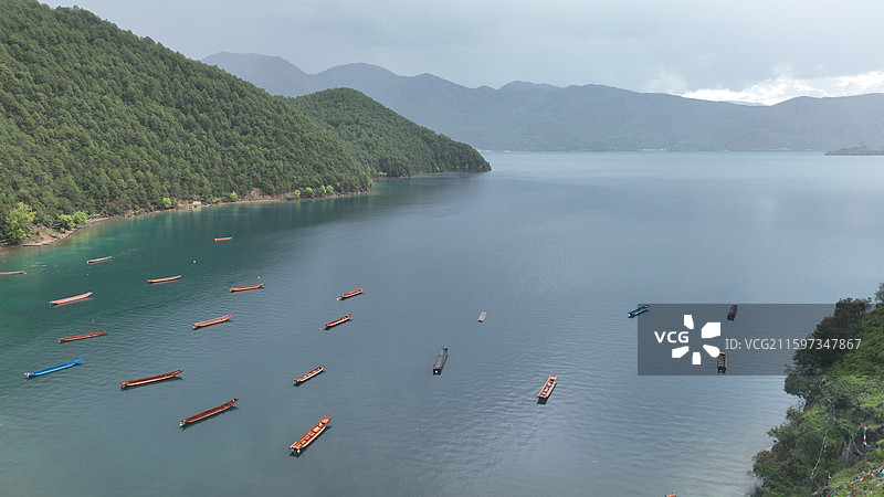 航拍四川泸沽湖女神湾（原片无后期）图片素材