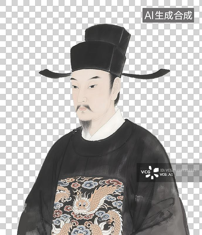【AI数字艺术】古代历史人物水墨风格头像插画元素图片素材