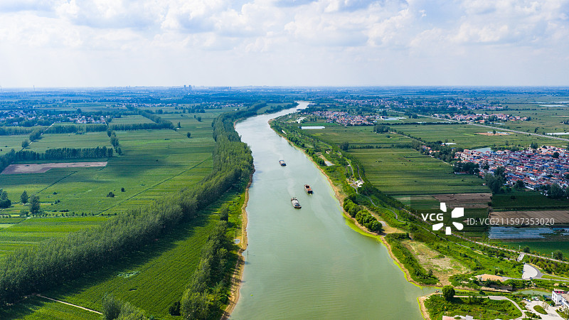 中原大地河流船只田野玉米地豫东平原航拍图片素材