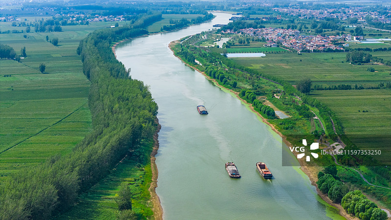 中原大地河流船只田野玉米地豫东平原航拍图片素材