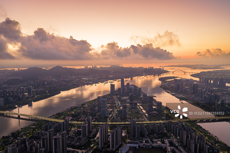广州市南沙区灵山岛尖明珠湾日出图片素材