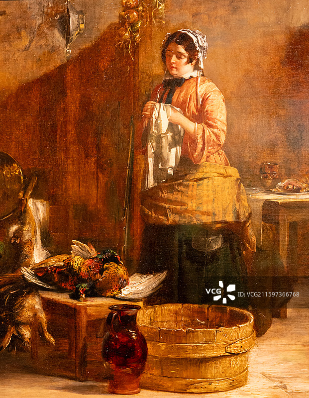 苏格兰画家托马斯·费德油画《猎场看守人的小屋》图片素材