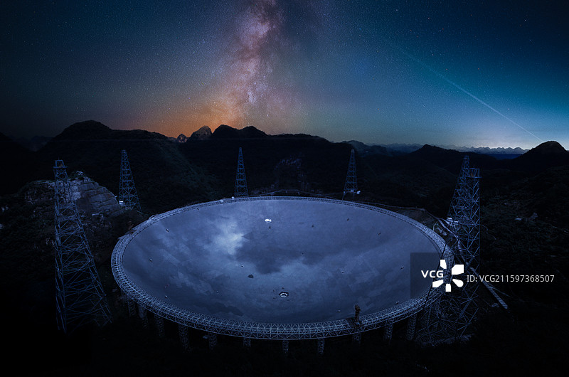 中国贵州天眼FAST射电望远镜星空黔东南图片素材