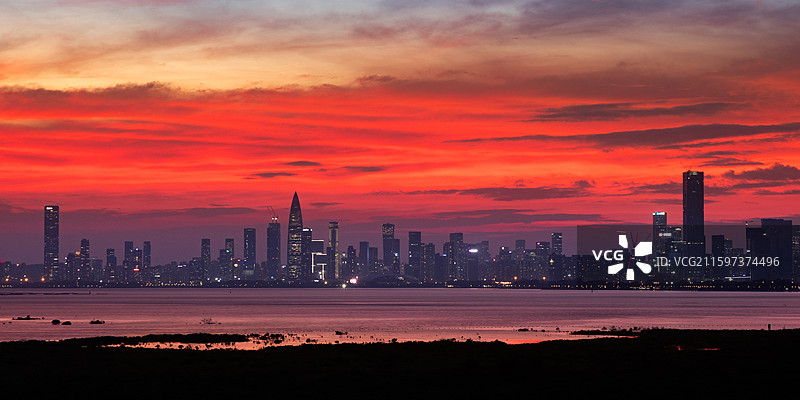 深圳湾日落图片素材