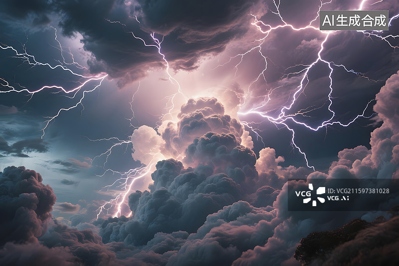【AI数字艺术】闪电雷暴图片素材