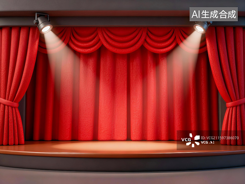 【AI数字艺术】舞台幕布灯光背景图片素材