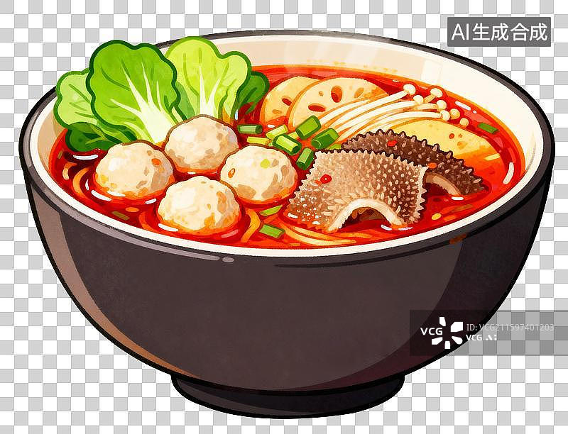 【AI数字艺术】手绘风格四川成都美食小吃插画元素图片素材