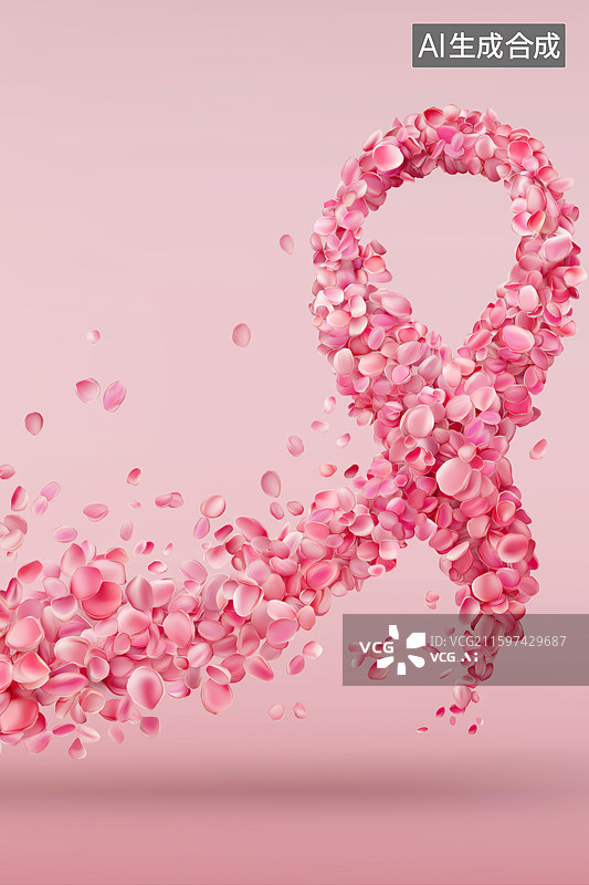 【AI数字艺术】粉色花瓣组成的丝带图片素材