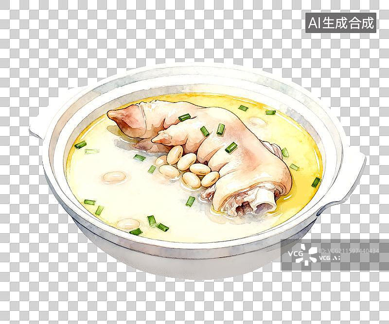 【AI数字艺术】四川美食老妈蹄花水彩插画免抠元素图片素材