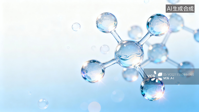 【AI数字艺术】透明分子元素细胞分裂插图图片素材