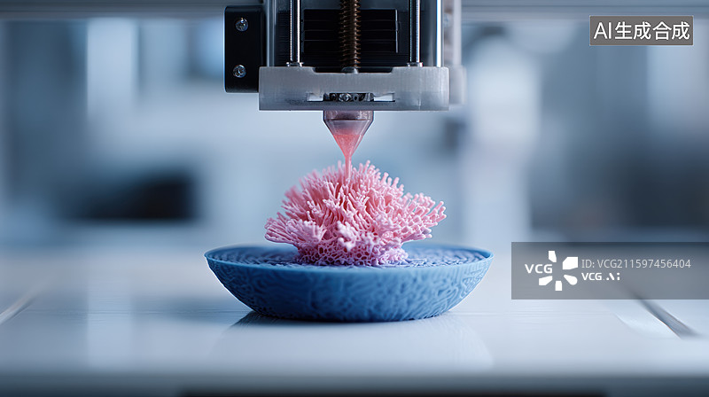 【AI数字艺术】3D打印粉色珊瑚状物体图片素材