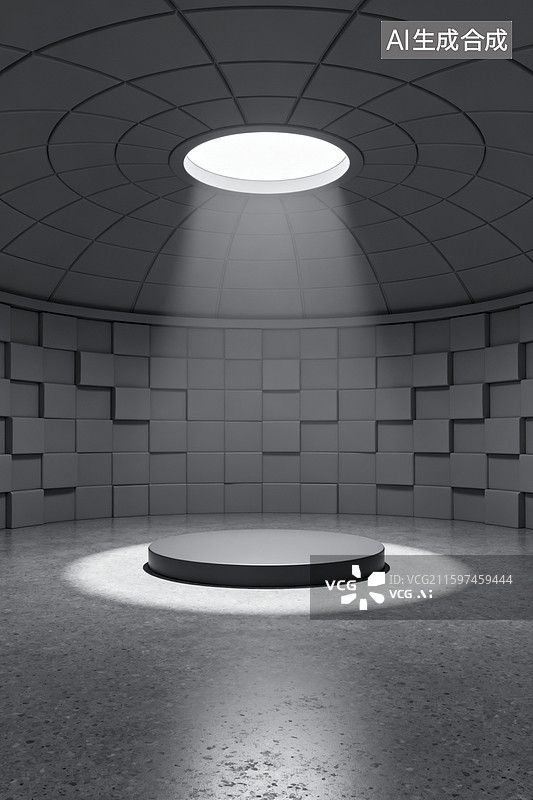 【AI数字艺术】带圆形天窗的室内展示空间图图片素材