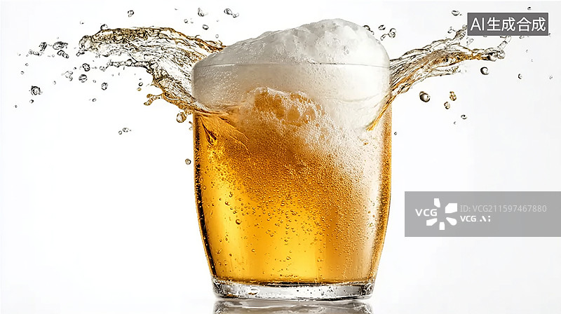 【AI数字艺术】啤酒杯飞溅瞬间图片素材
