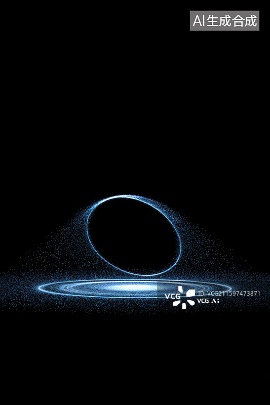 【AI数字艺术】蓝色发光粒子圆环大数据科技概念背景图片素材