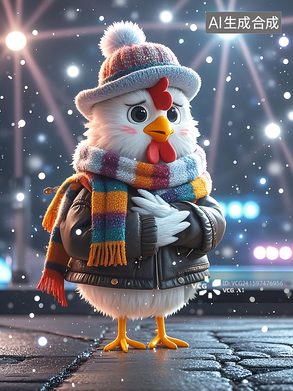 【AI数字艺术】冬天的小鸡宝宝图片素材