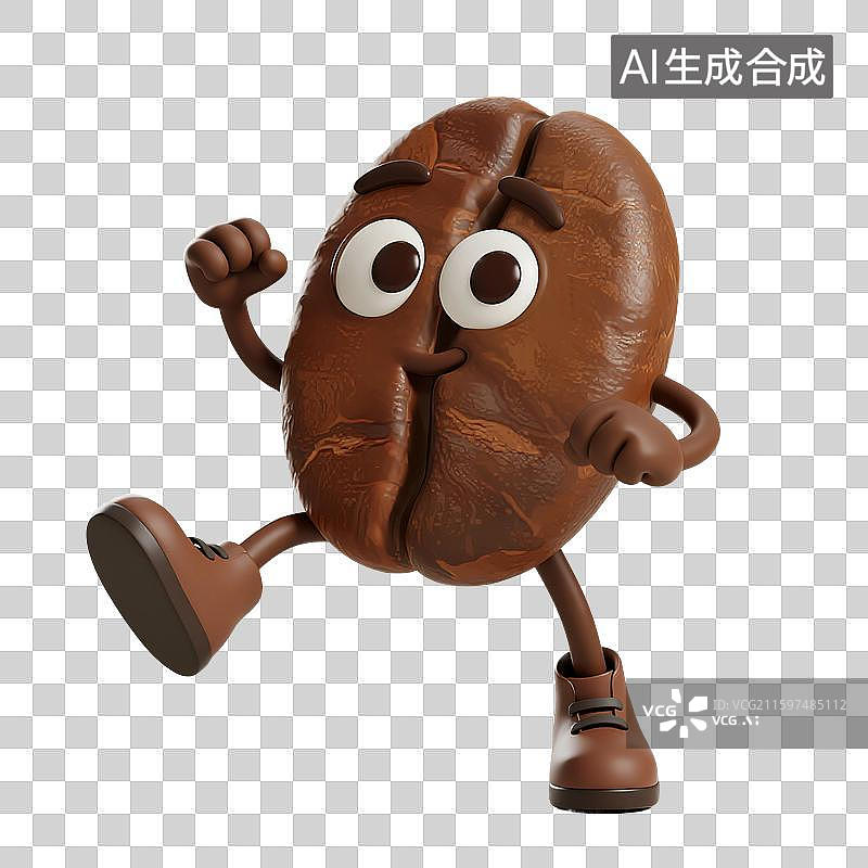 【AI数字艺术】3D渲染，卡通拟人咖啡豆，咖啡，烘焙咖啡豆，咖啡，提神饮料免抠素材图片素材