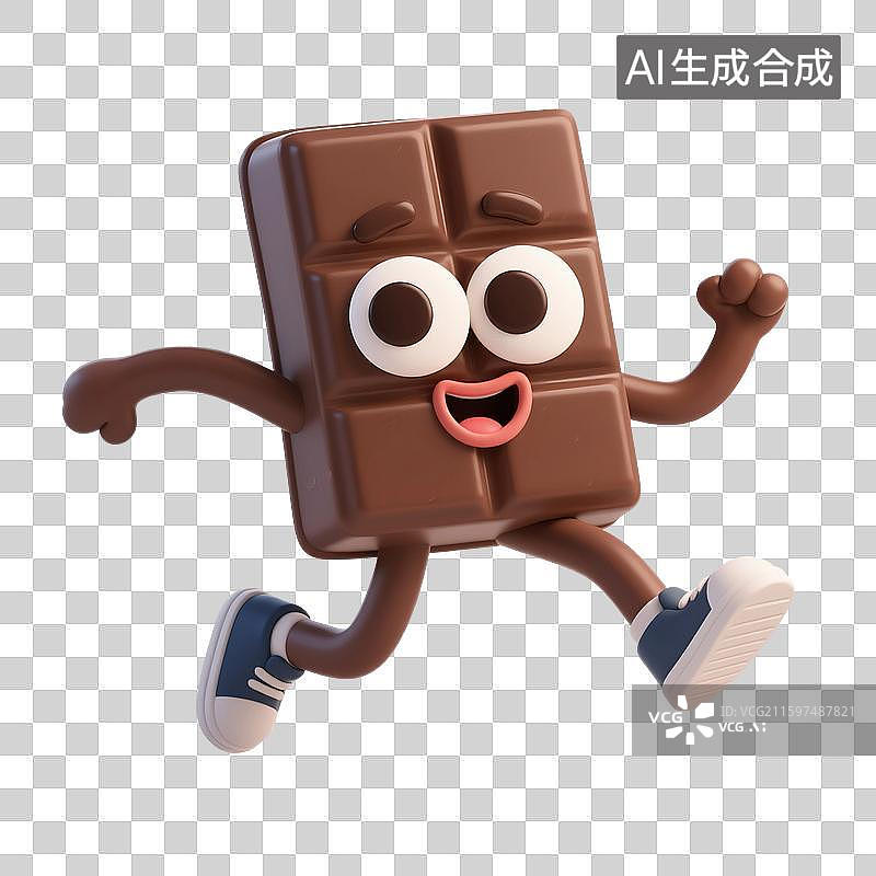 【AI数字艺术】3D渲染，一块巧克力，黑巧，可可脂，甜食零食烘焙原料免抠元素图片素材