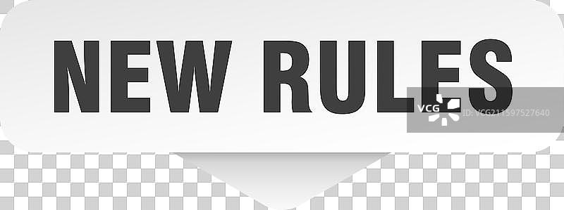 新规则贴纸 新规则标志 孤立在灰色背景上图片素材