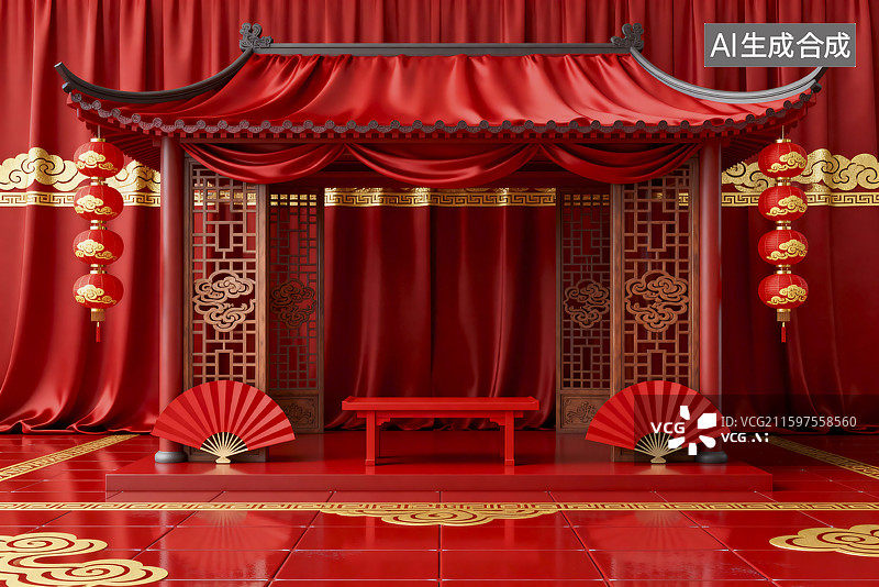 【AI数字艺术】中式传统婚礼喜庆场景图片素材