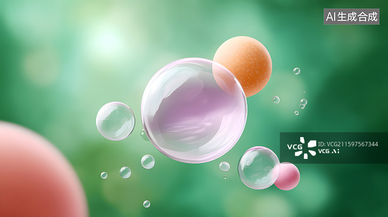 【AI数字艺术】彩色的气泡飞在空中图片素材