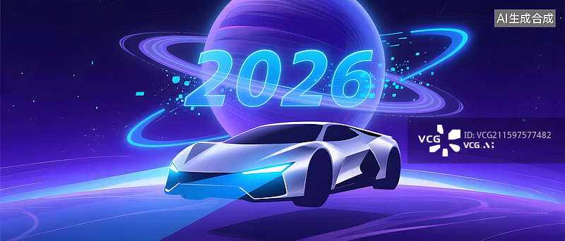【AI数字艺术】2026未来概念车星际穿梭图片素材